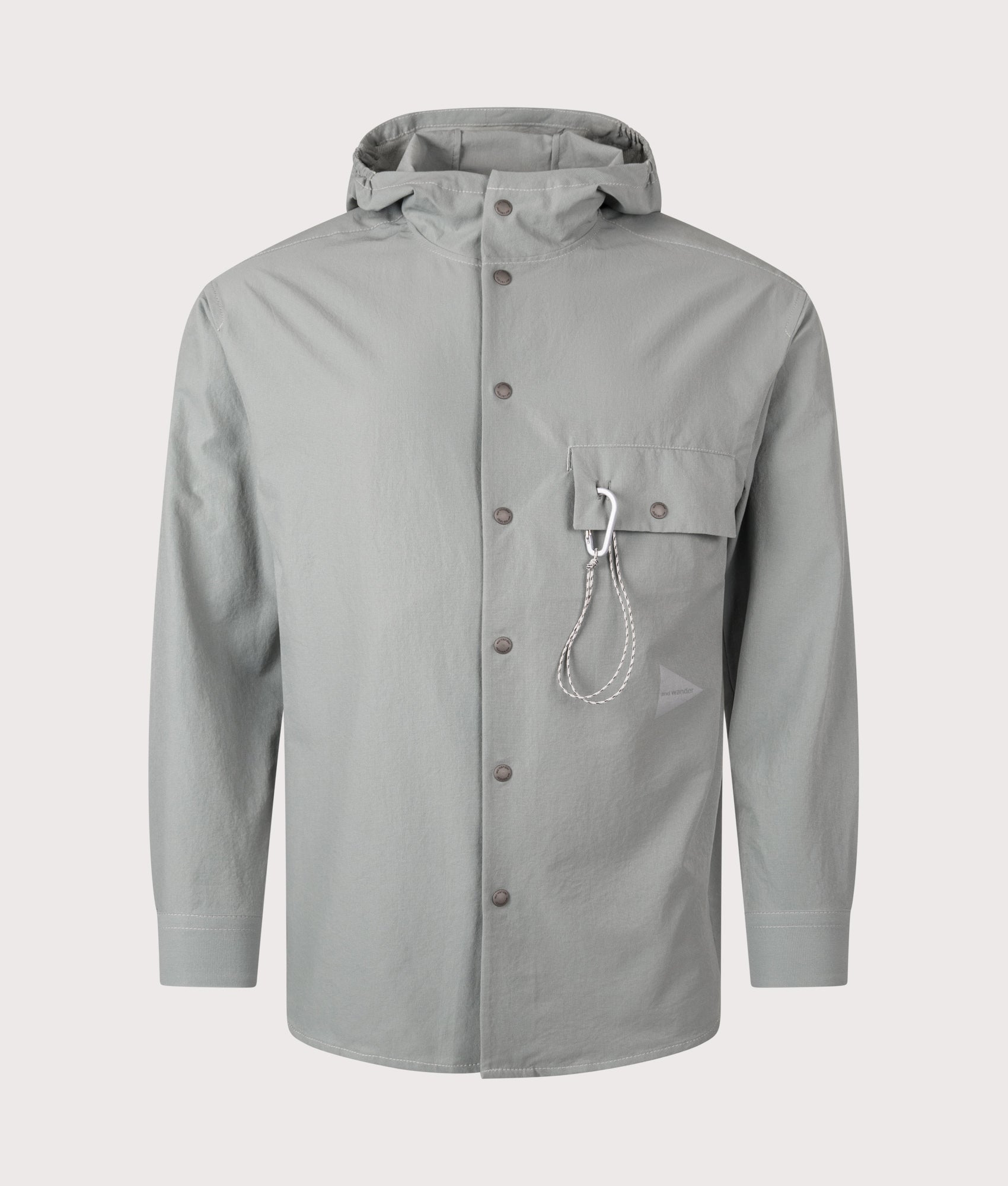 and wander Dry Breathable Hoodie in  Blue Gray a EQVVS Menswear. Front shot.