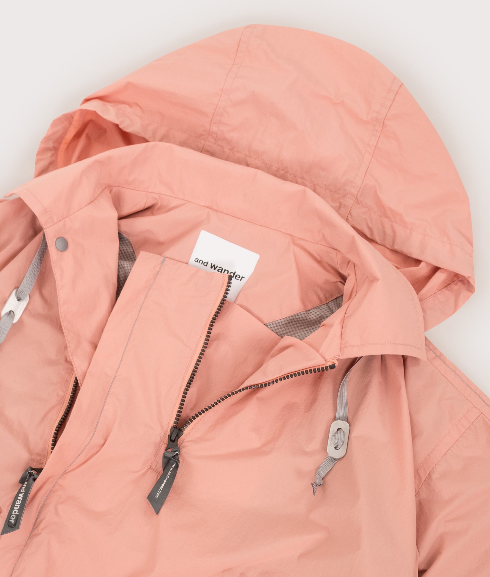 and wander Water Repellent Light Jacket 2 in Pink at EQVVS Menswear. Third detail shot.