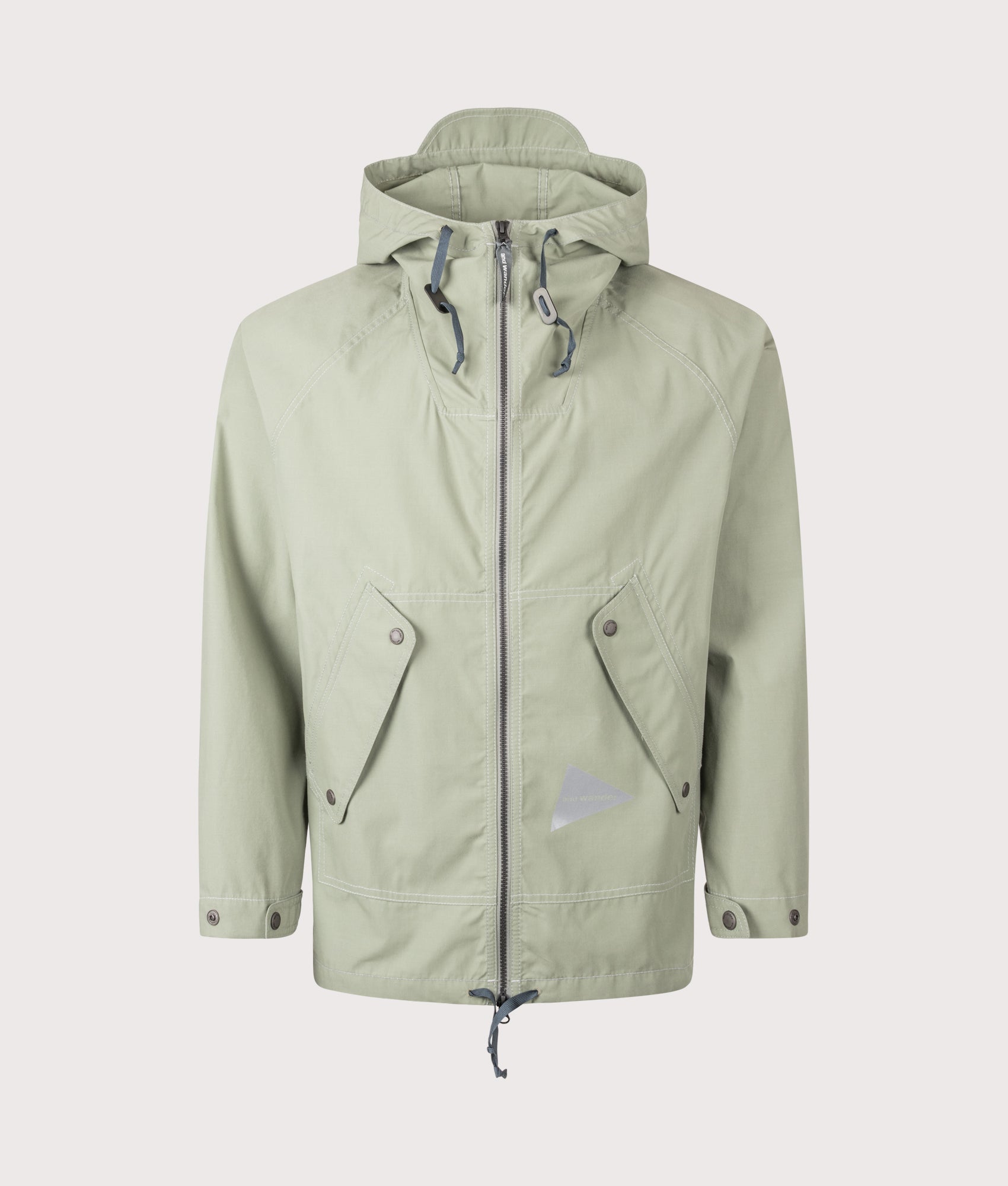 Tough Aramid Hoodie in Sage by and wander. Shot by EQVVS. Front shot.