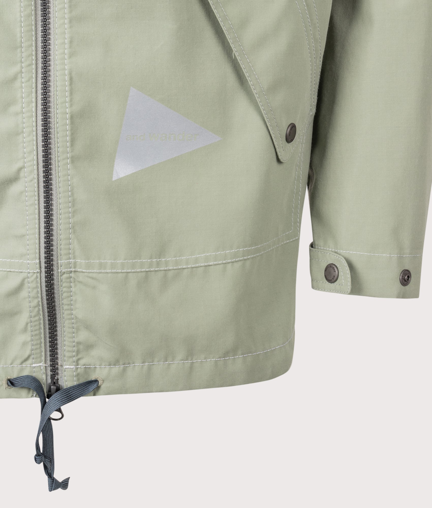 Tough Aramid Hoodie in Sage by and wander. Shot by EQVVS. Detail shot.