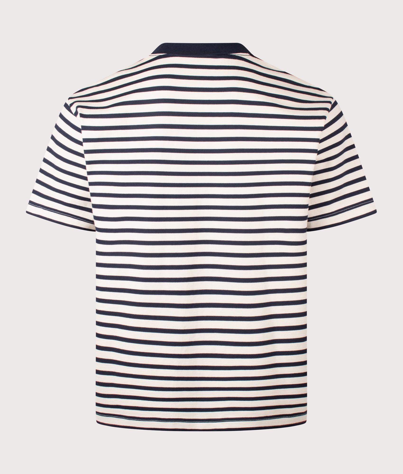 Stripe Pocket T-Shirt in Navy by and wander. Shot by EQVVS. Back shot.