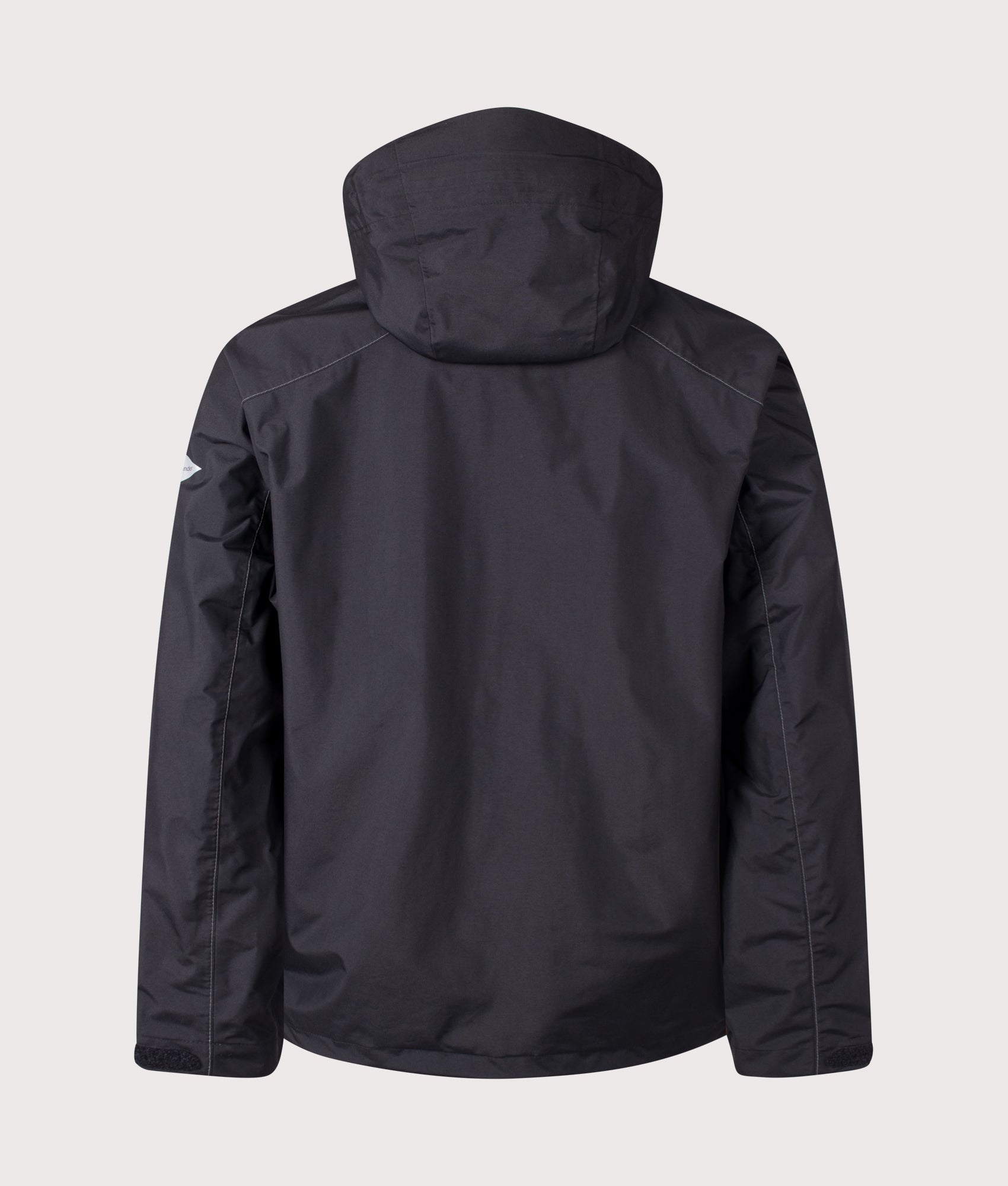2.5L Hiker Rain Jacket in Black by and wander. Shot by EQVVS. Back shot.