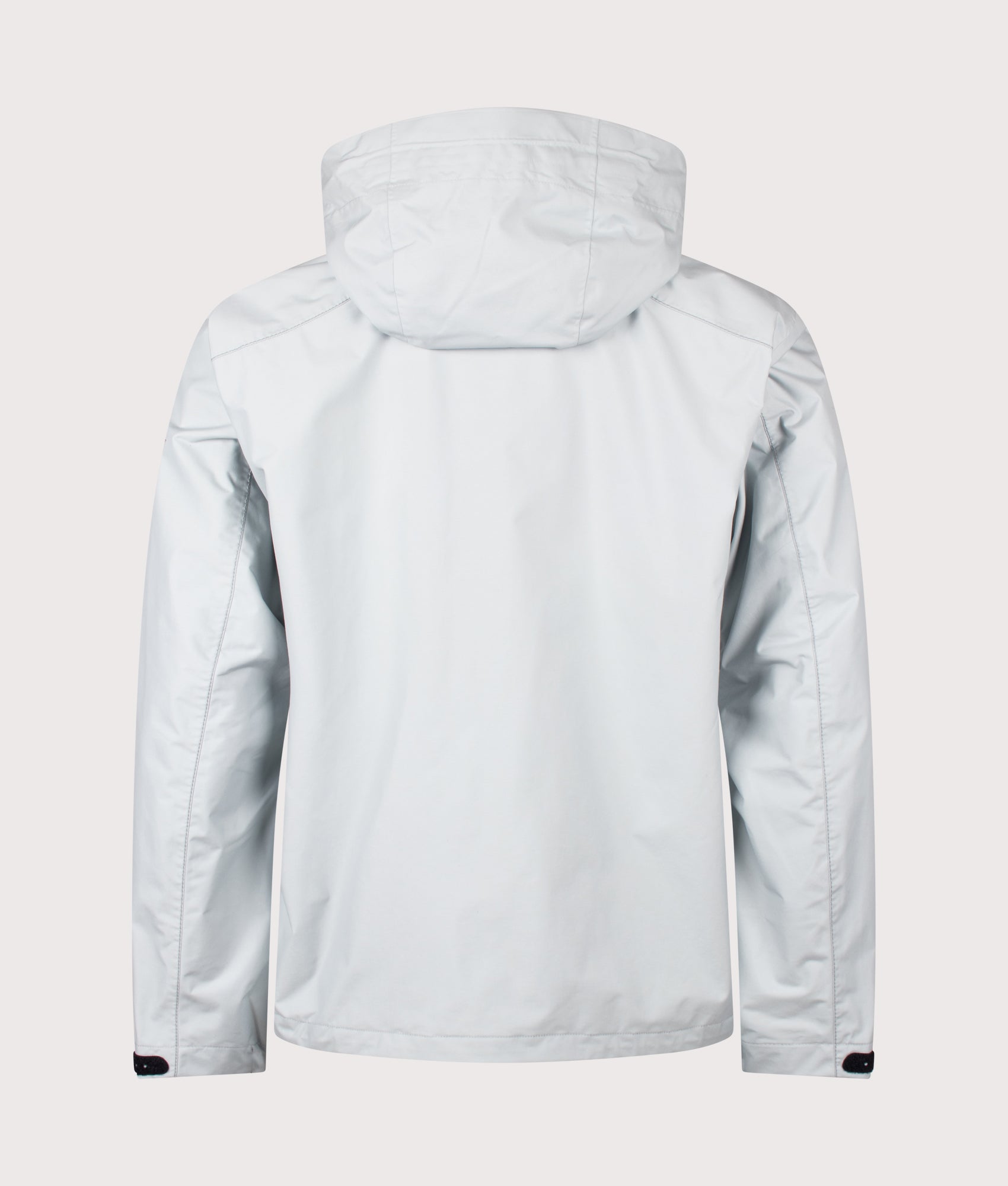 2.5L Hiker Rain Jacket in Light Grey by and wander. Shot by EQVVS. Back shot.