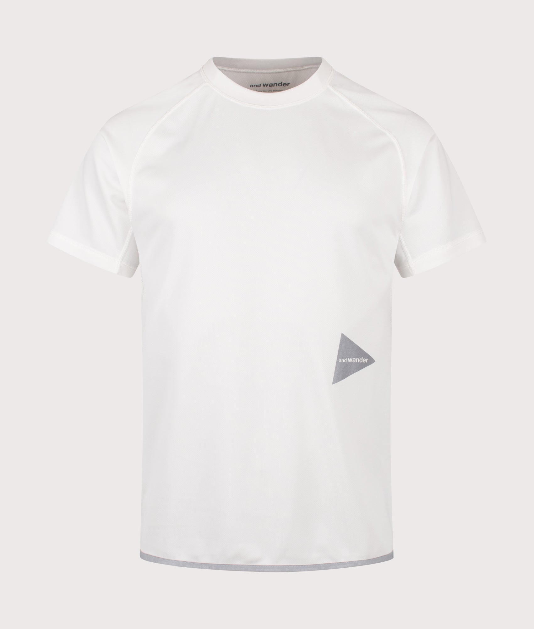 Dry Jersey Raglan T-Shirt in White by and wander. Shot by EQVVS. Front shot.