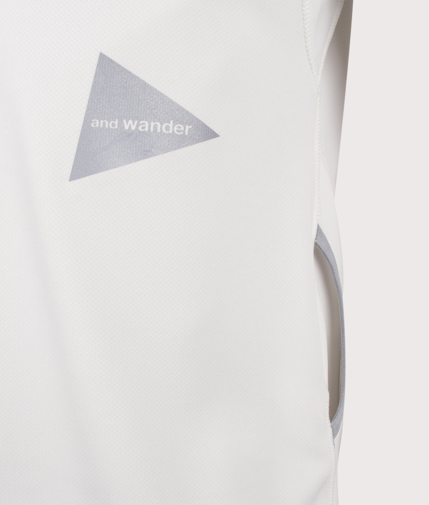 Dry Jersey Raglan T-Shirt in White by and wander. Shot by EQVVS. Detail shot.