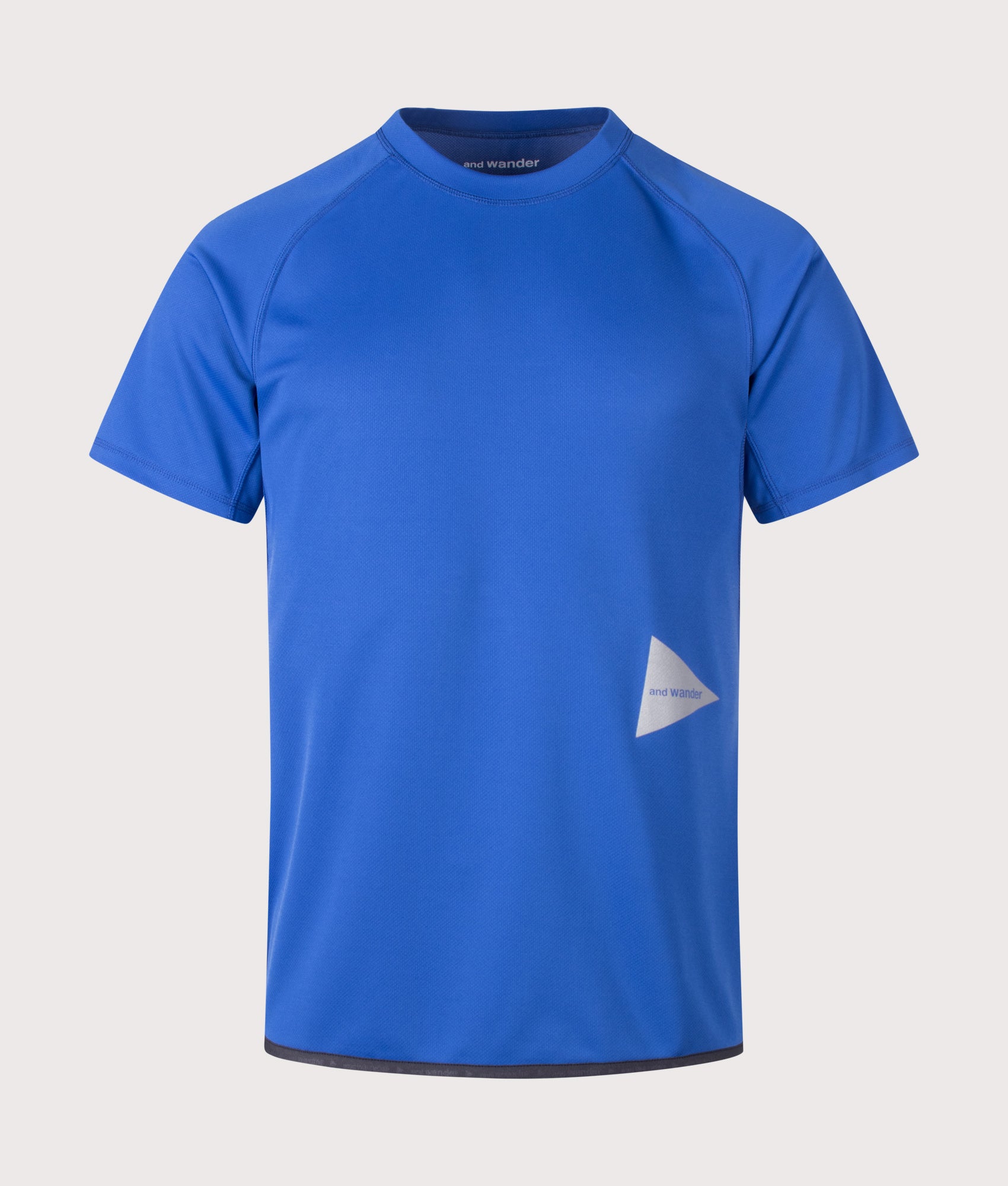 and wander Dry Jersey Raglan T-Shirt in Blue at EQVVS Menswear. Front shot.