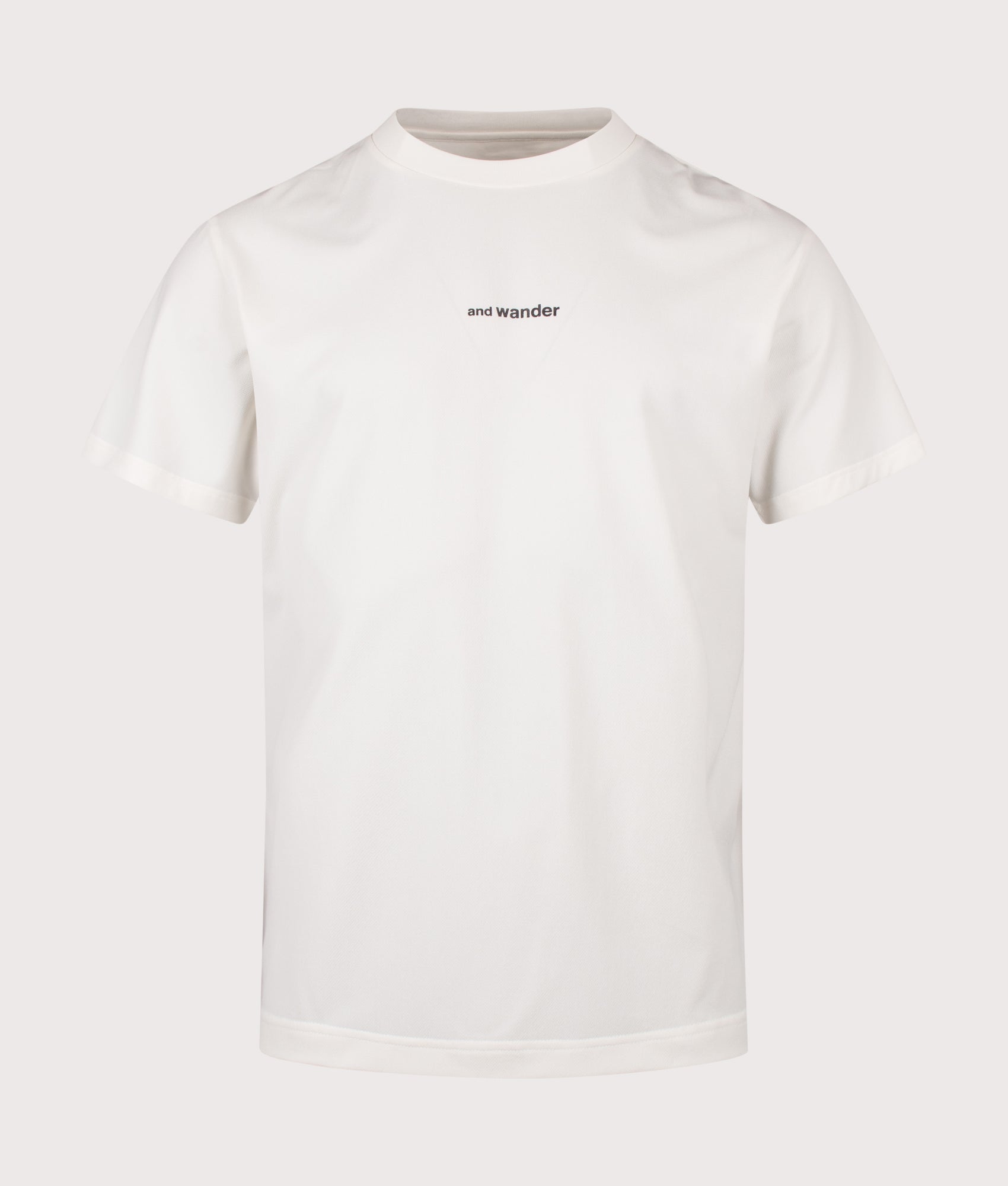 and wander Dry Mesh T-Shirt in Off White at EQVVS Menswear. Front shot.