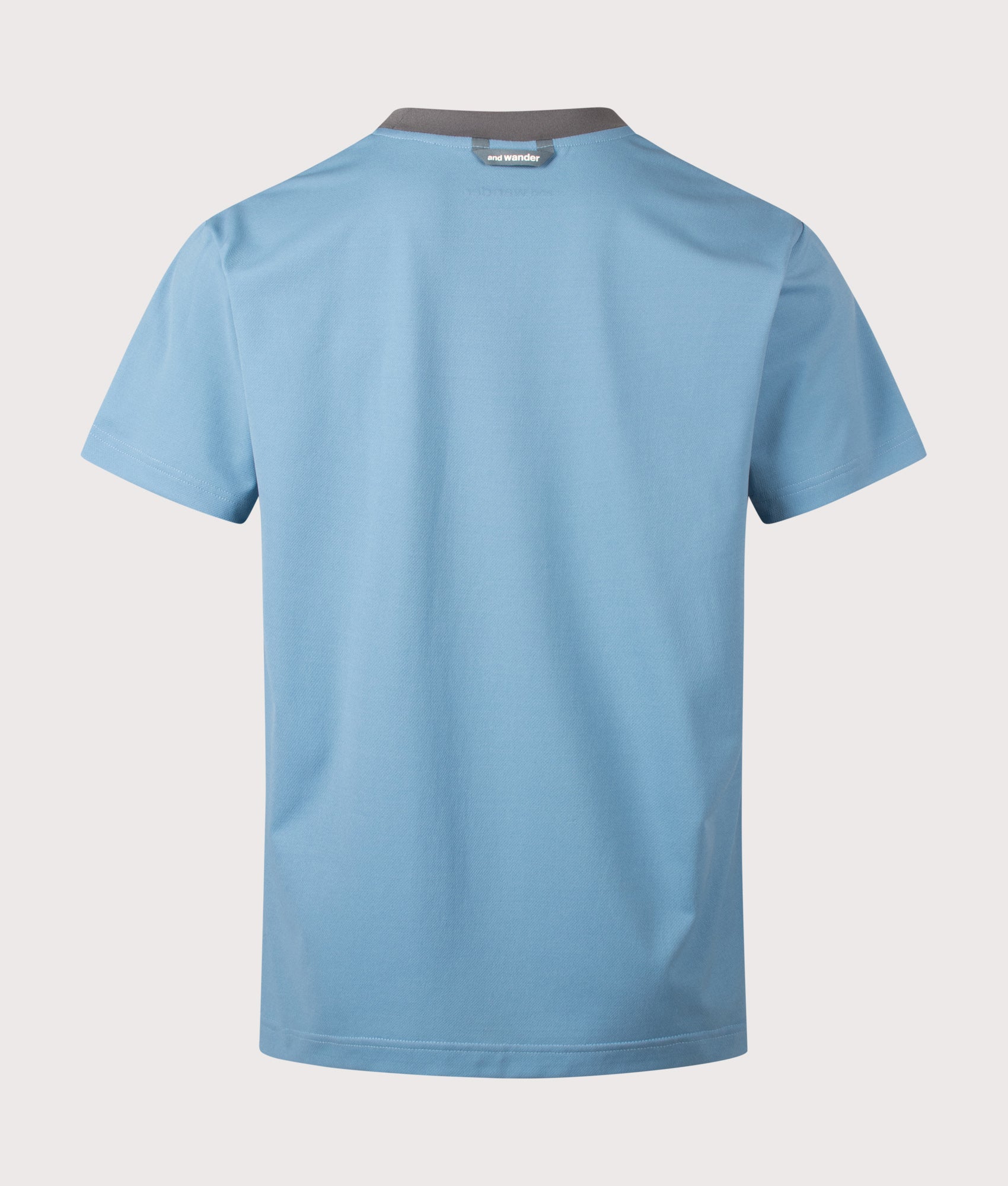 and wander Dry Mesh T-Shirt in Light Blue at EQVVS Menswear. Back shot.