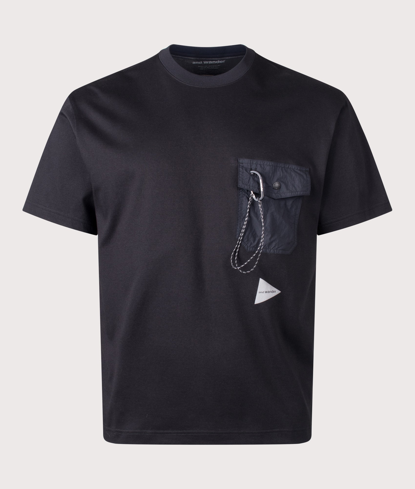 Pocket T-Shirt in Black by and wander. Shot by EQVVS. Front shot.