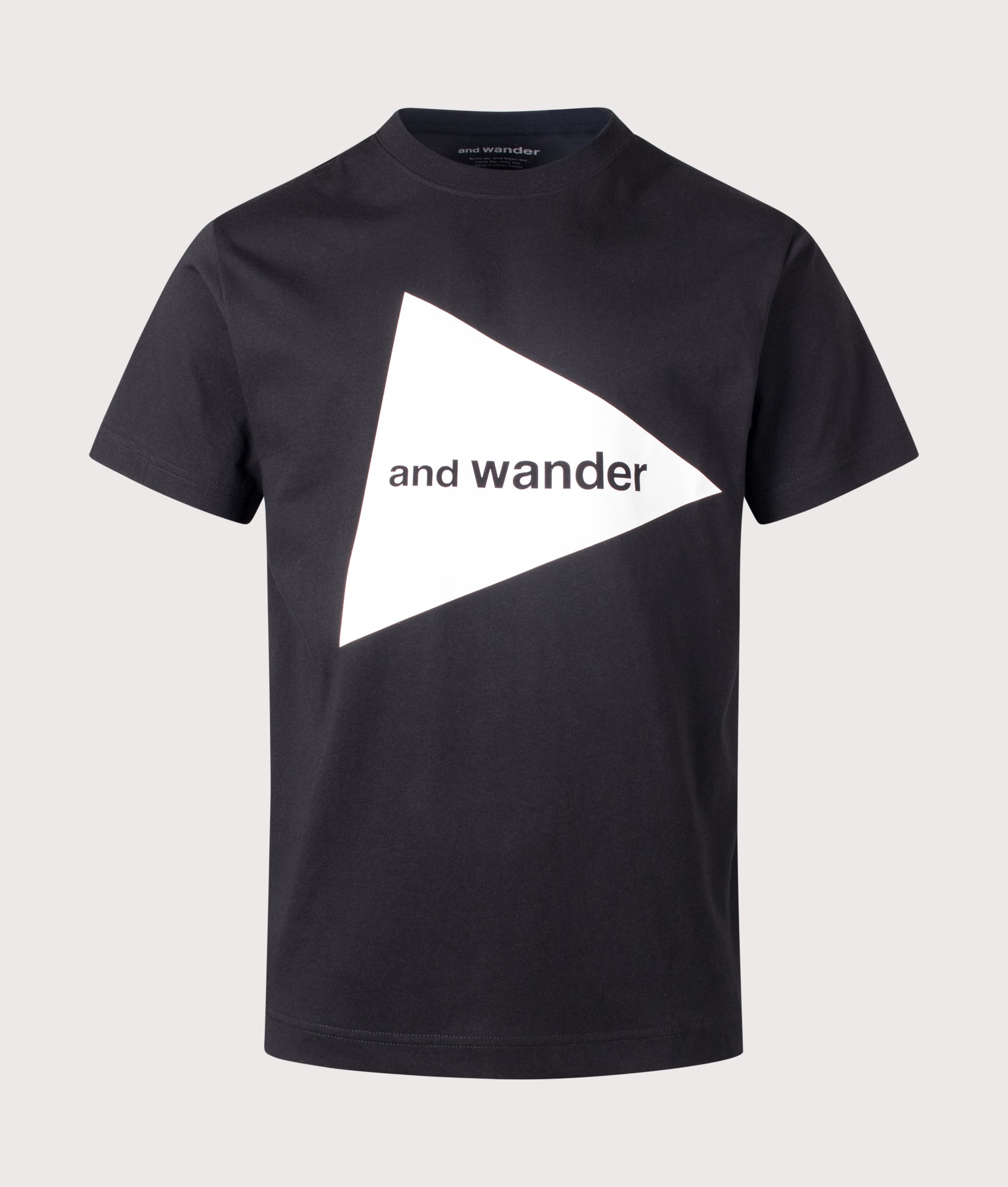 and wander Big Logo T-Shirt in Black at EQVVS Menswear. Front shot.