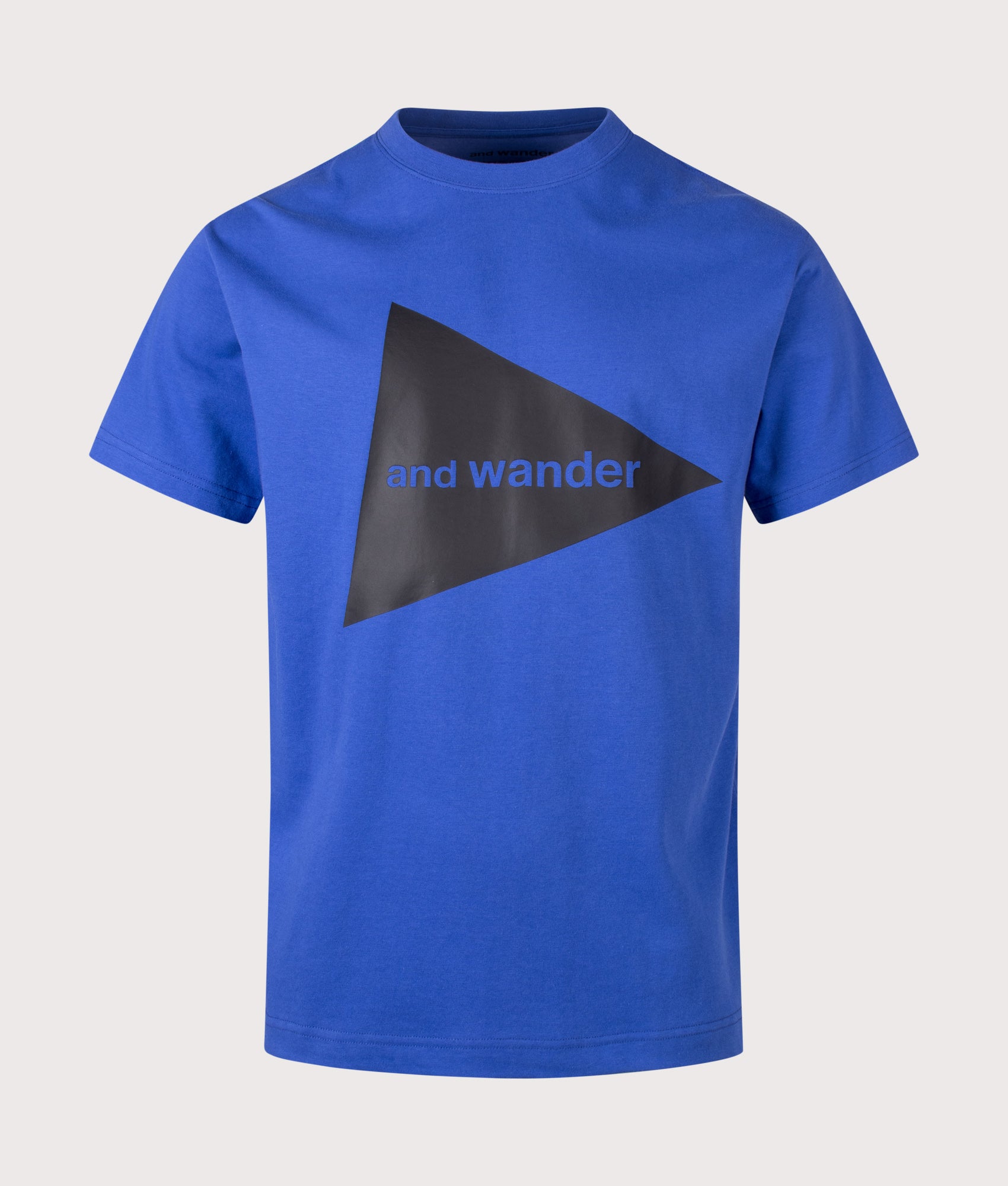 and wander Big Logo T-Shirt in Blue at EQVVS Menswear. Front shot.
