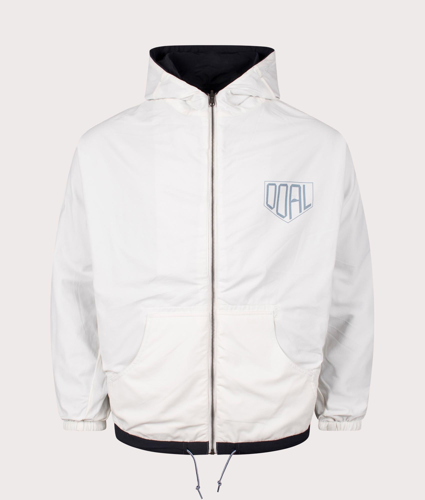 nanamica Reversible Hooded Jacket in Black. Inner Layer Front Shot at EQVVS.