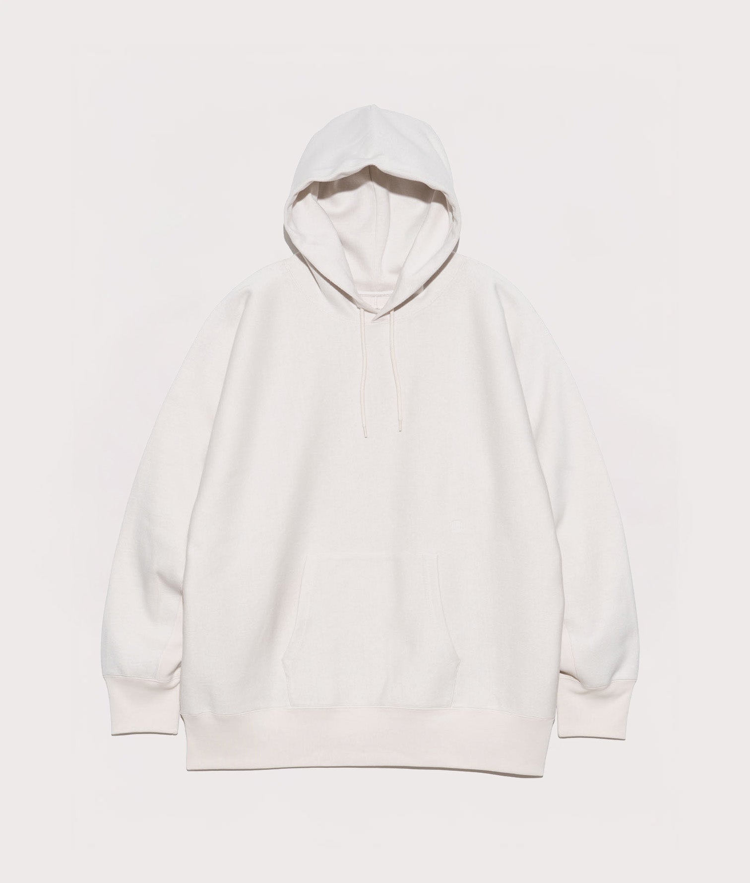 nanamica Hooded Pullover Sweat in Ivory at EQVVS. Front Shot.