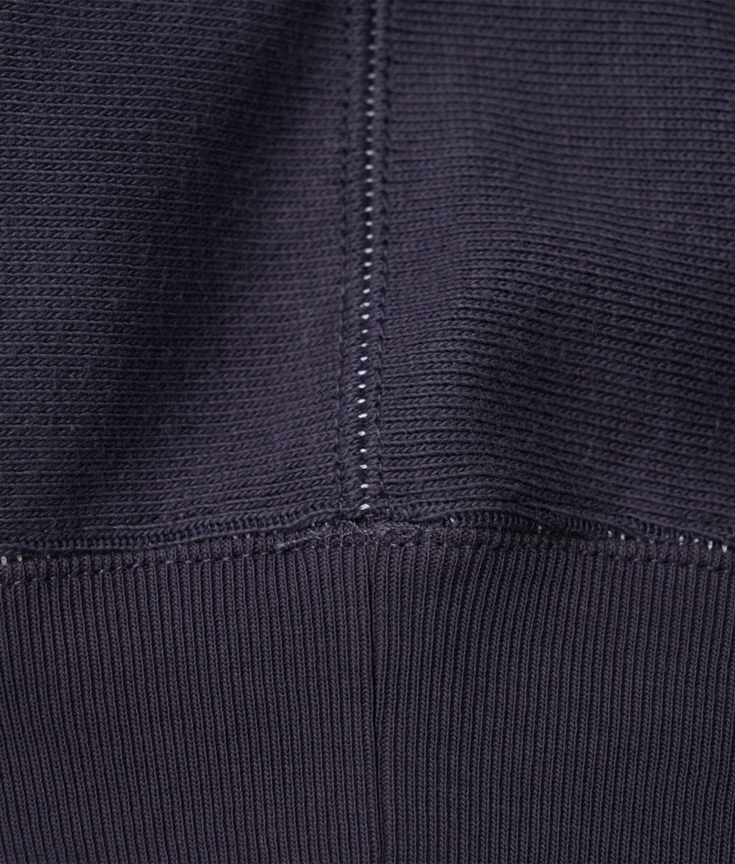 nanamica Hooded Pullover Sweat in Vintage Navy at EQVVS. Seam Detail Shot.