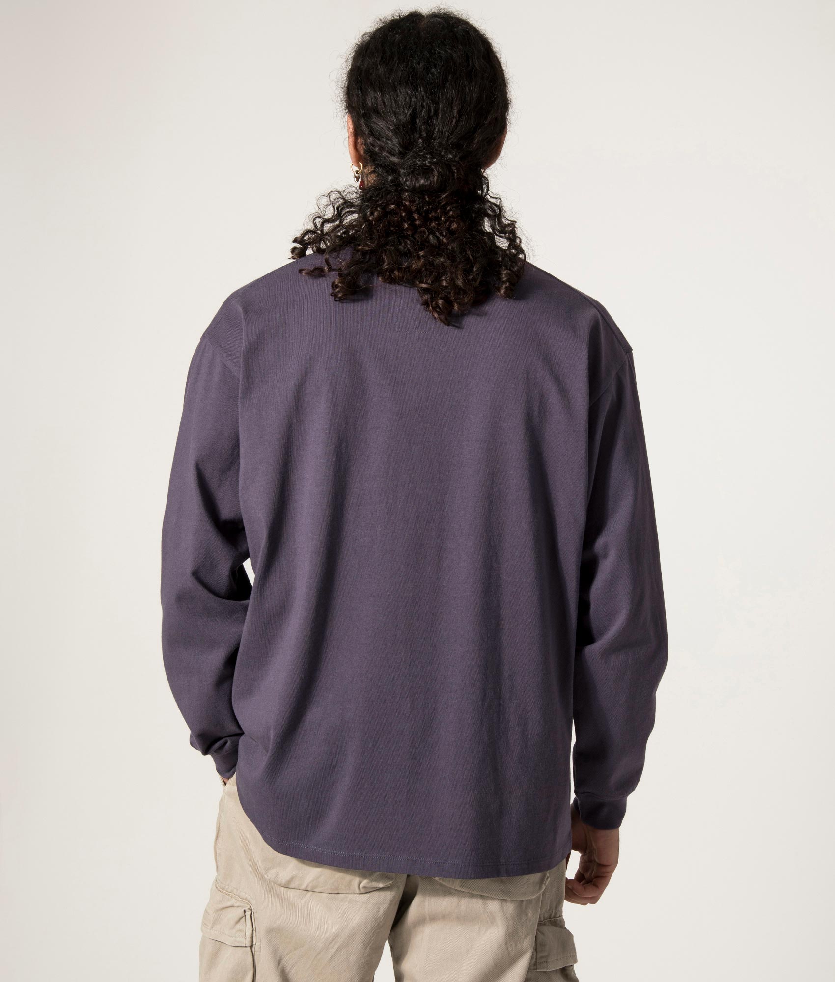 nanamica OOAL Long Sleeve Graphic T-Shirt in Vintage Navy at EQVVS. Back Shot.