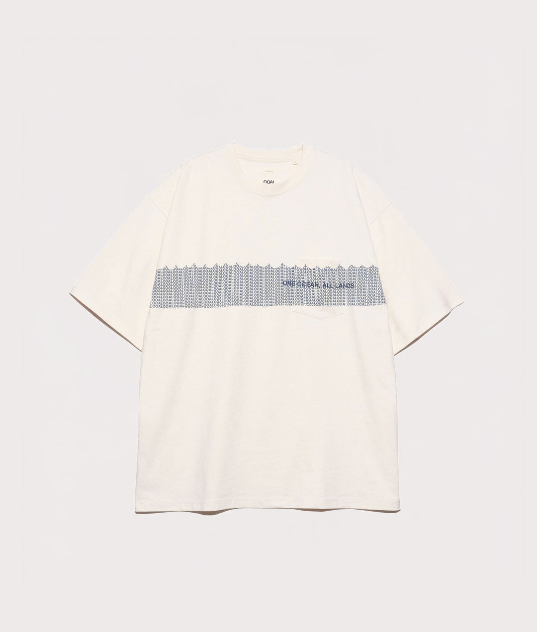 nanamica OOAL Graphic T-Shirt in Ivory at EQVVS. Front Shot.