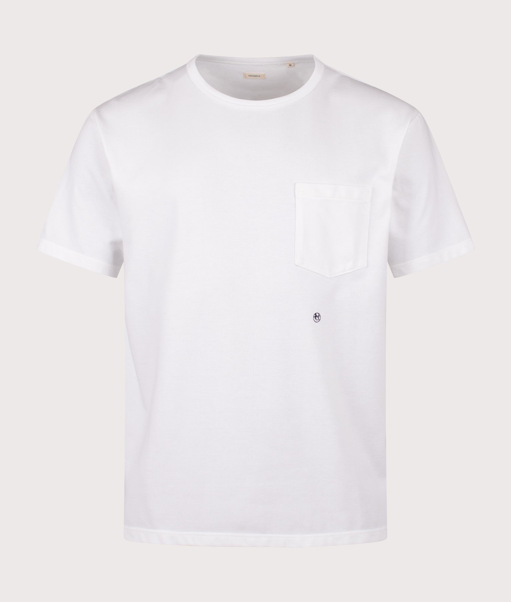nanamica Relaxed Fit COOLMAX Jersey Pocket T-Shirt in White at EQVVS Menswear. Front shot.