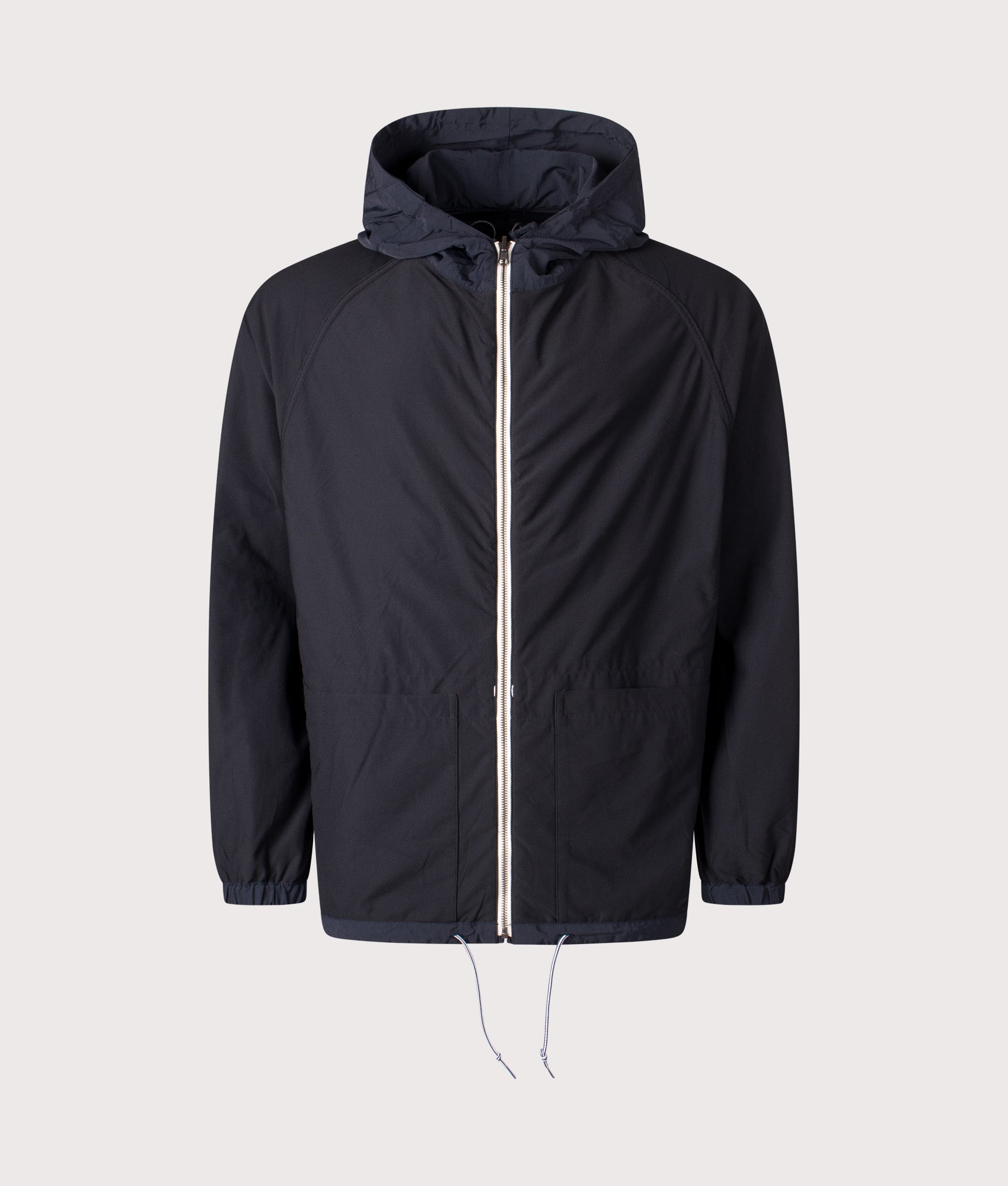 Nanamica Reversible Hooded Jacket in Black at EQVVS Menswear.  Reversable second style front shot