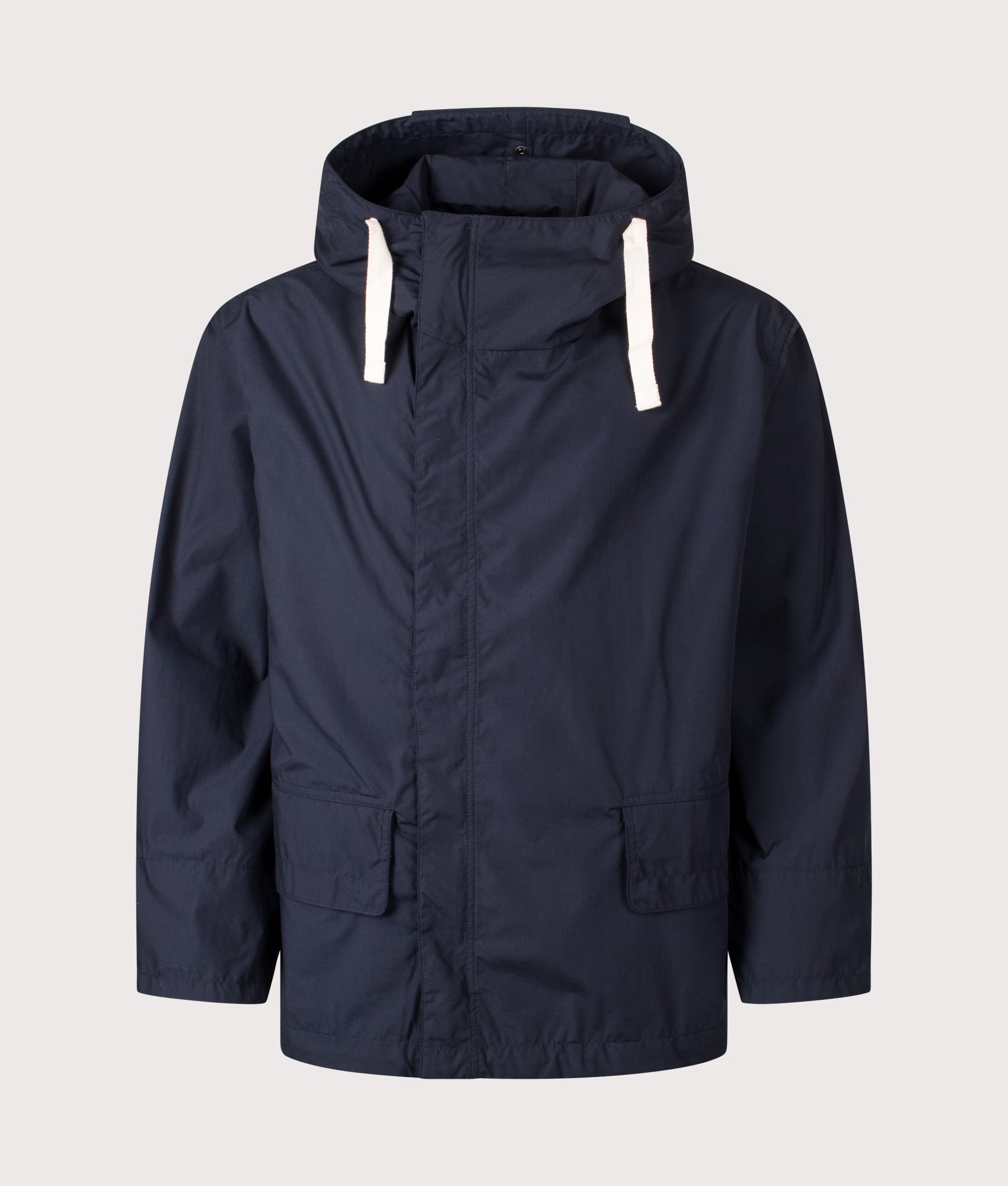 Nanamica Hooded Deck jacket in Navy at EQVVS Menswear. Front shot.