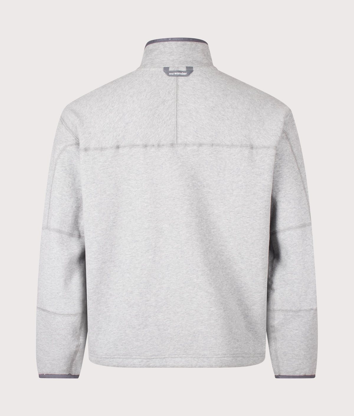 and wander Relaxed Fit Button Placket Overhead Sweatshirt in Light Gray at EQVVS Menswear. Back shot.