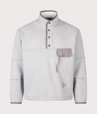 Relaxed Fit Button Placket Overhead Sweatshirt: 021 Light Gray 