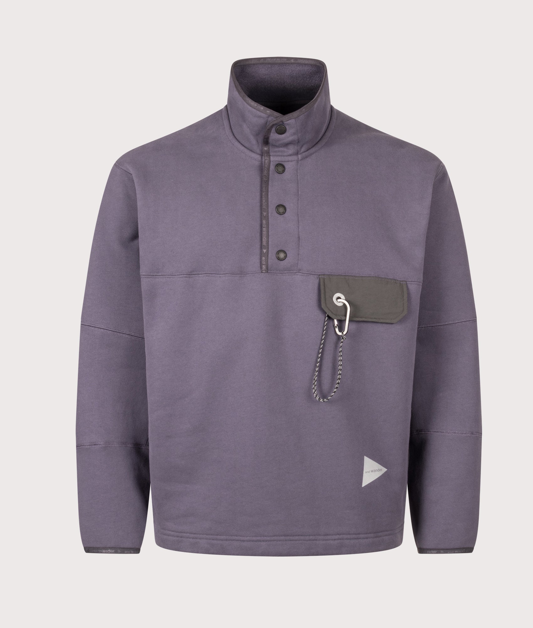 and wander Relaxed Fit Button Placket Overhead Sweatshirt in Purple at EQVVS Menswear. Front shot.