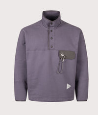 Relaxed Fit Button Placket Overhead Sweatshirt: 080 Purple 