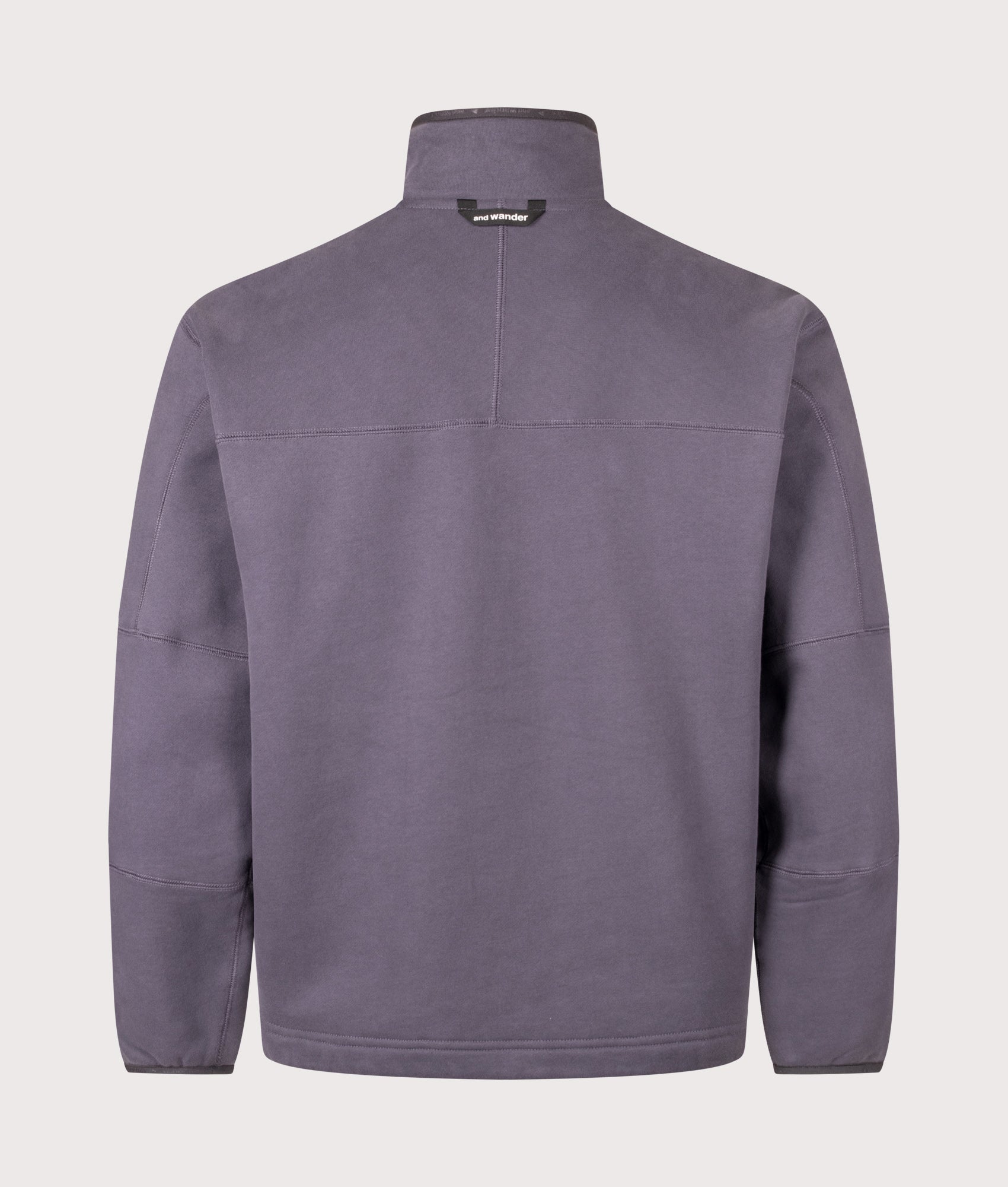 and wander Relaxed Fit Button Placket Overhead Sweatshirt in Purple at EQVVS Menswear. Back shot.