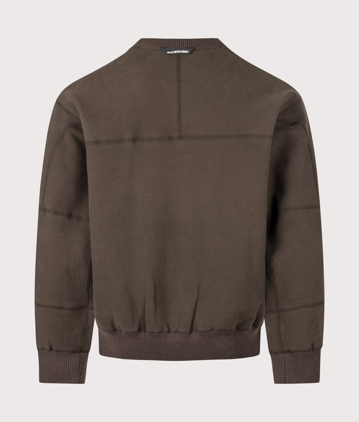 and wander Relaxed Fit Pocket Sweatshirt in Dark Brown at EQVVS Menswear. Back shot.