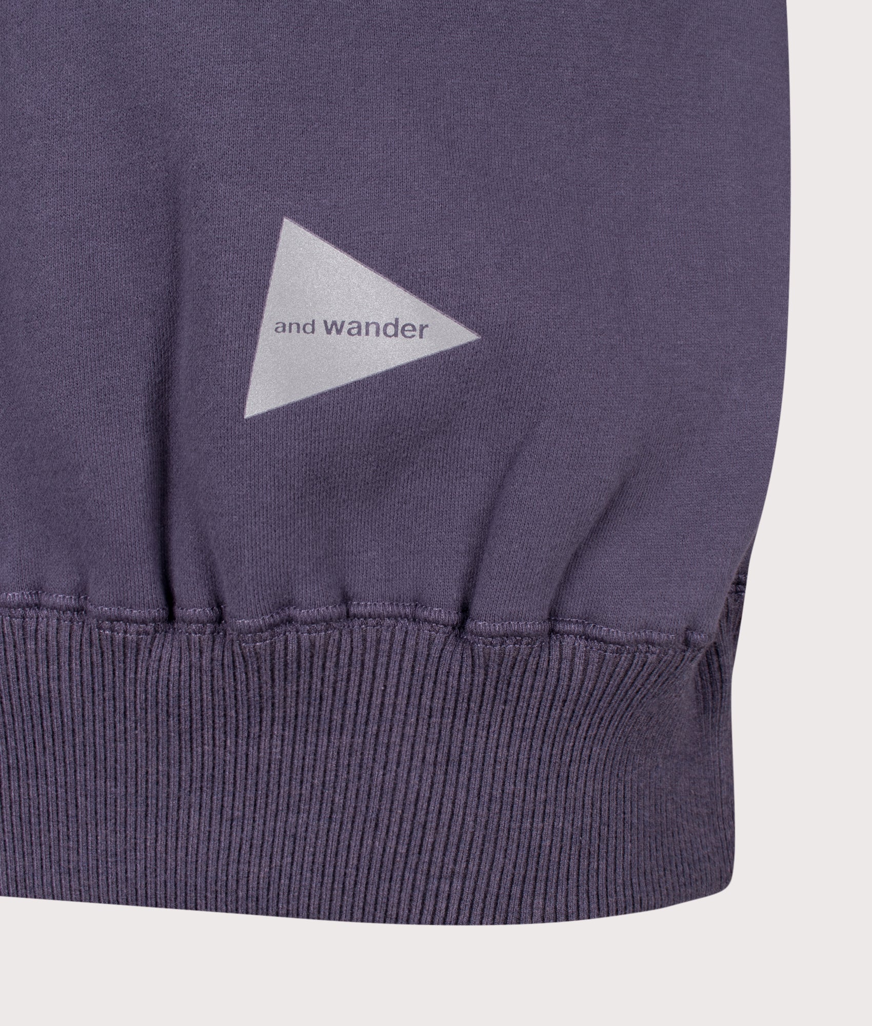 and wander Relaxed Fit Pocket Sweatshirt in Purple at EQVVS Menswear. Detail shot.