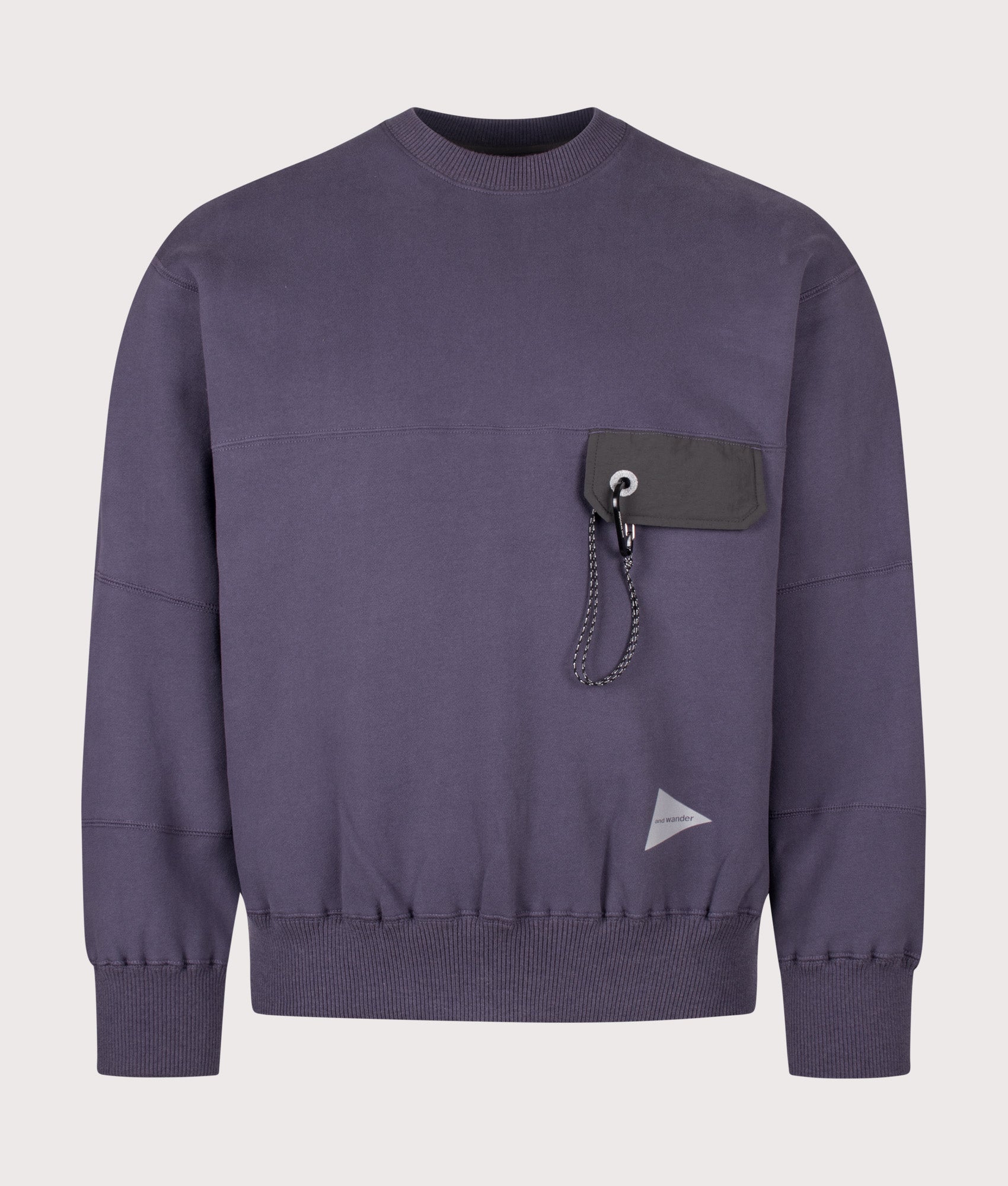 and wander Relaxed Fit Pocket Sweatshirt in Purple at EQVVS Menswear. Front shot.