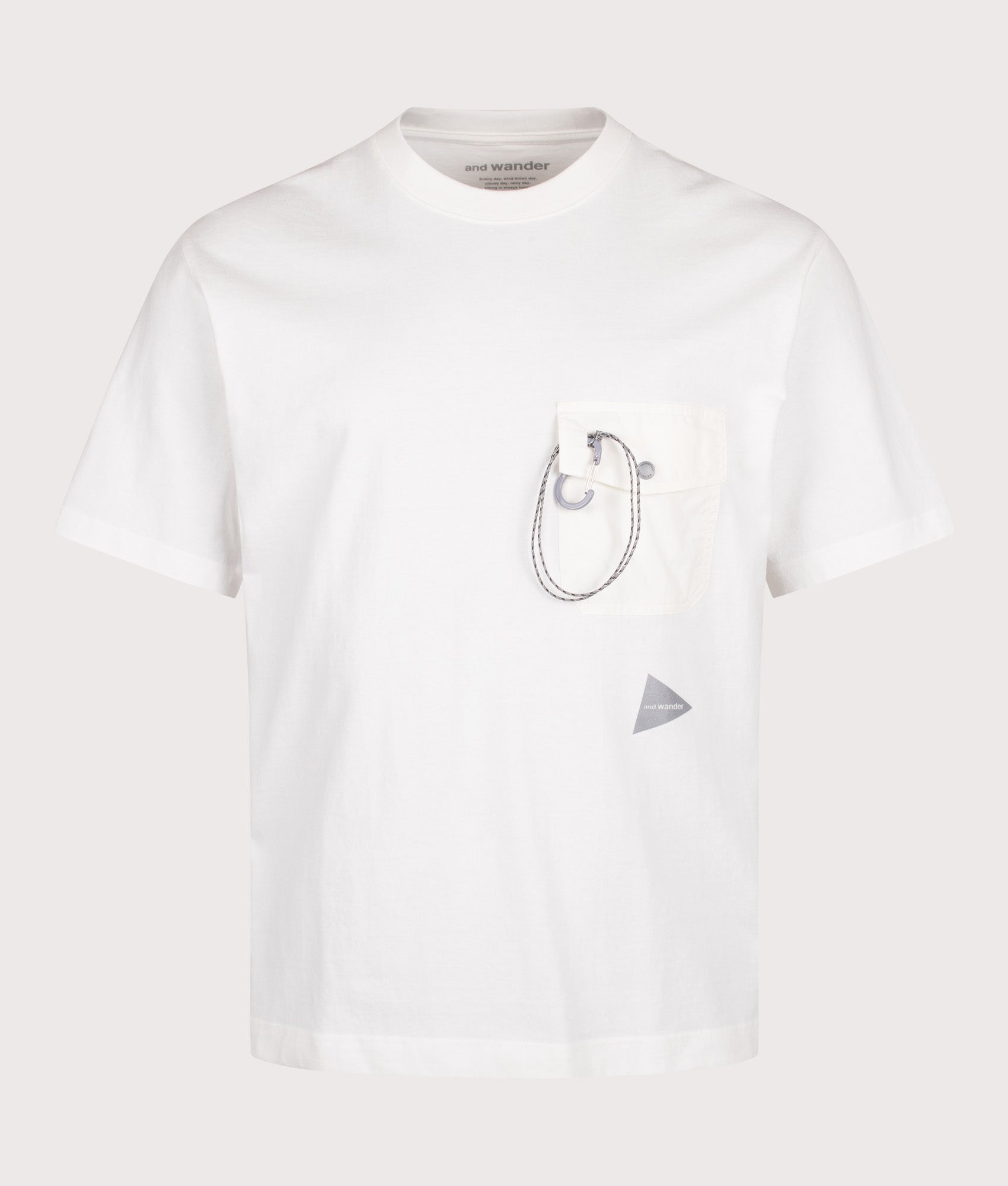 and wander Relaxed Fit Heavy Cotton Pocket T-Shirt in Off White at EQVVS Menswear. Front shot.