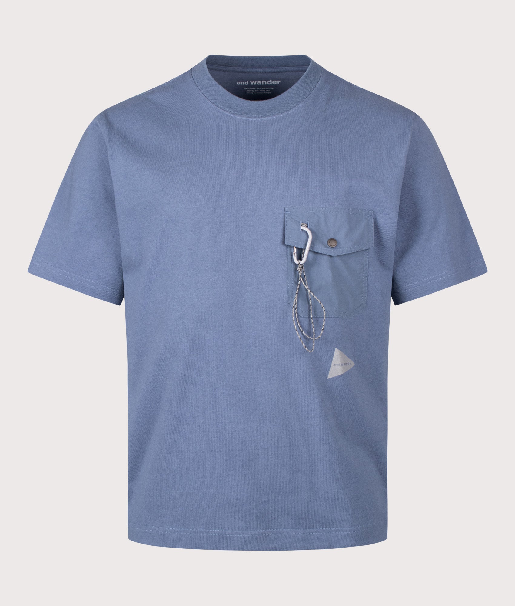 and wander Relaxed Fit Heavy Cotton Pocket T-Shirt in Light Blue at EQVVS Menswear. Front shot.