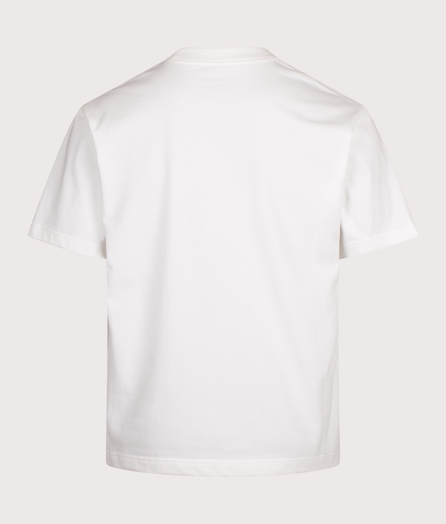 and wander Big Logo T-Shirt in White at EQVVS Menswear. Detail shot.