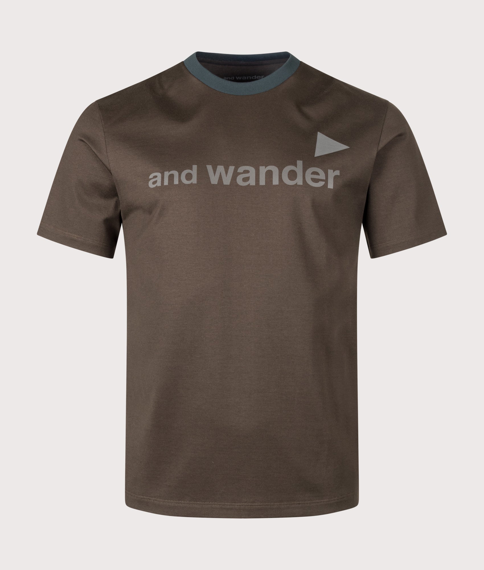 and wander Regular Fit and wander Ref T-Shirt in Dark Khaki at EQVVS Menswear. Front shot.