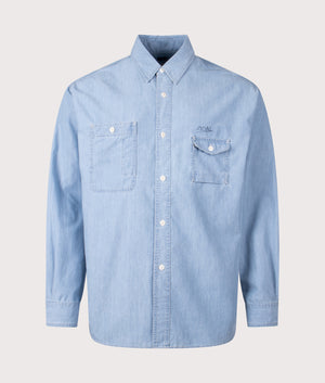 Oversized Regular Collar Chambray Shirt in Indigo | nanamica | EQVVS