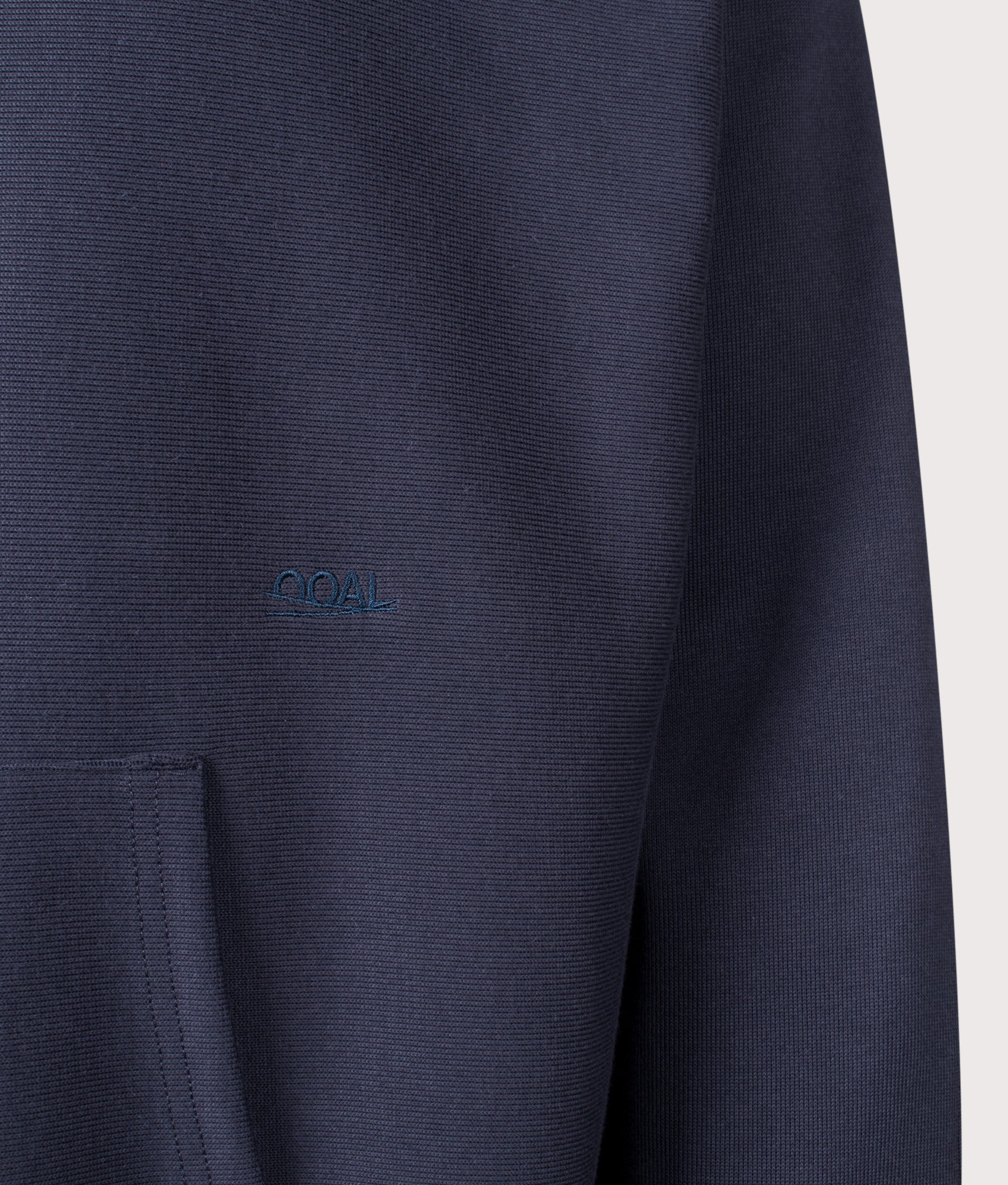 nanamica Oversized Hoodie in Navy at EQVVS Menswear. Detail shot.
