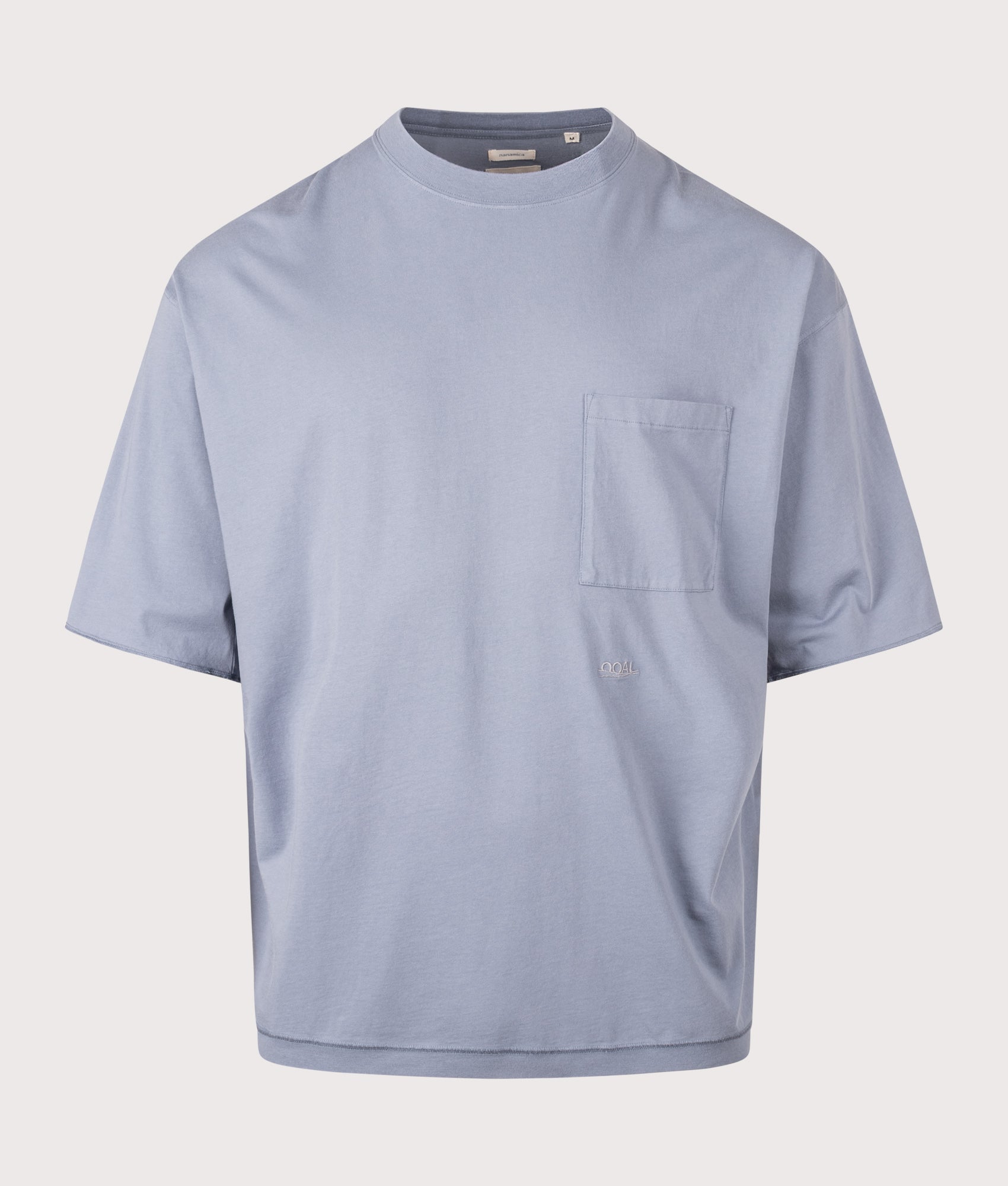 nanamica OOAL Pocket T-Shirt in Blue Gray at EQVVS Menswear. Front shot.