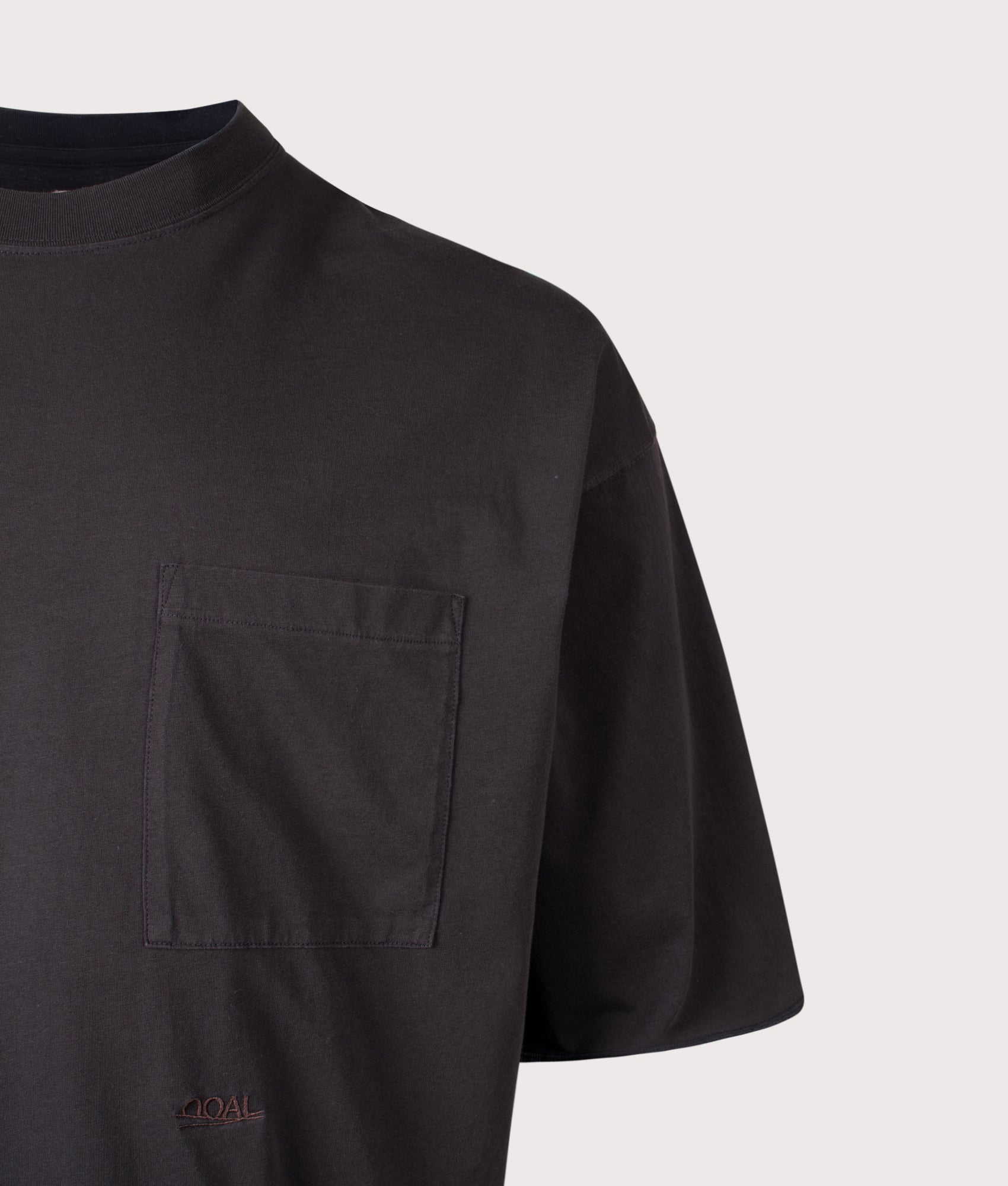 nanamica OOAL Pocket T-Shirt in Charcoal at EQVVS Menswear. Detail shot.