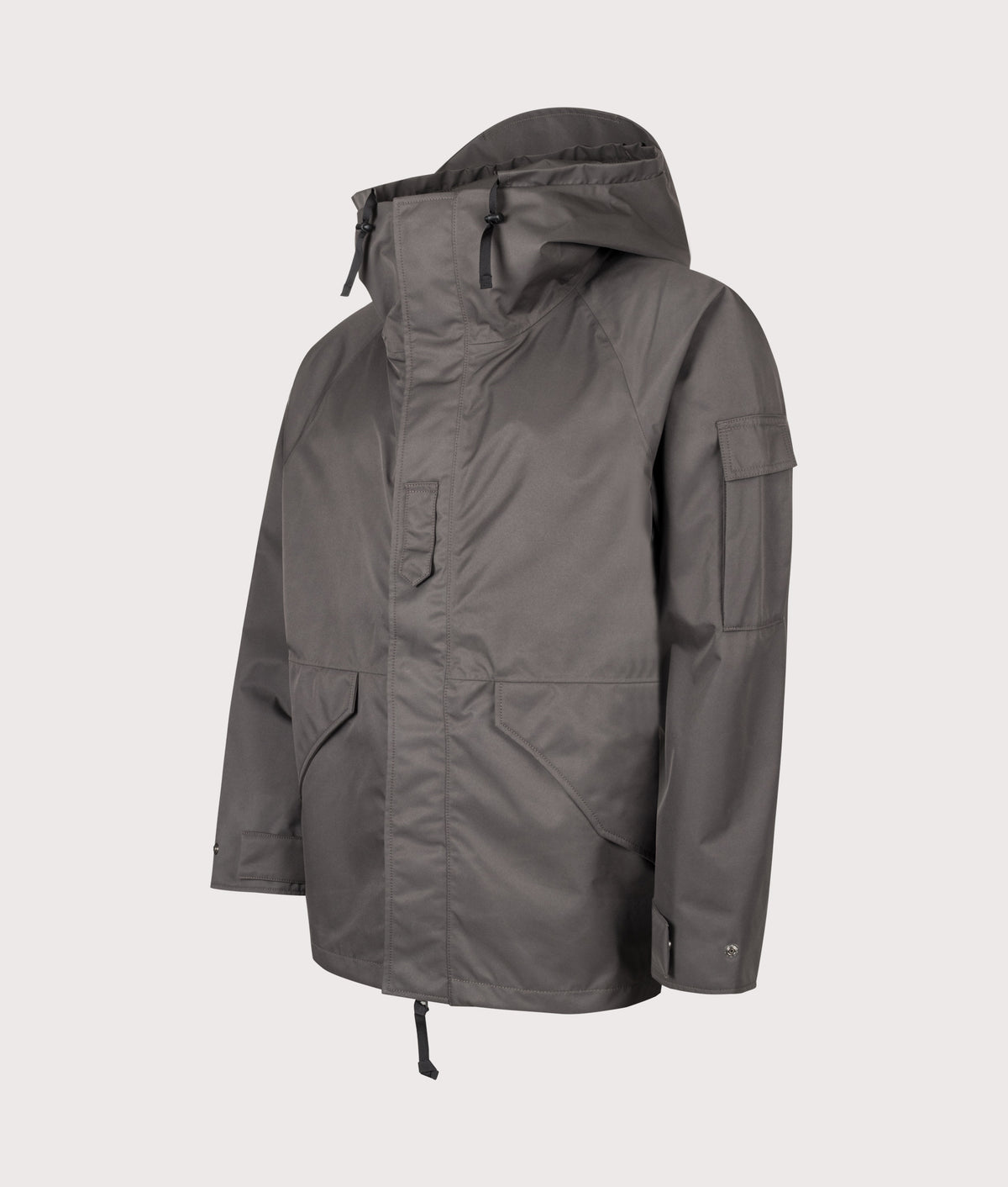 nanamica 2L GORE-TEX Cruiser Jacket in Charcoal at EQVVS Menswear. Angled front shot.