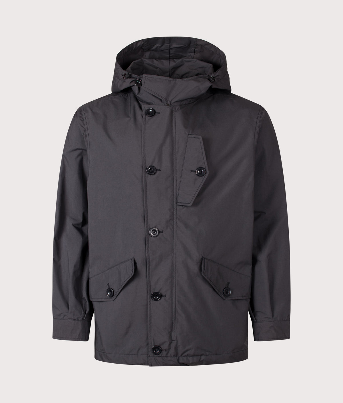 nanamica 2L PERTEX® UNLIMITED Cruiser Jacket in Black at EQVVS Menswear. Front shot.