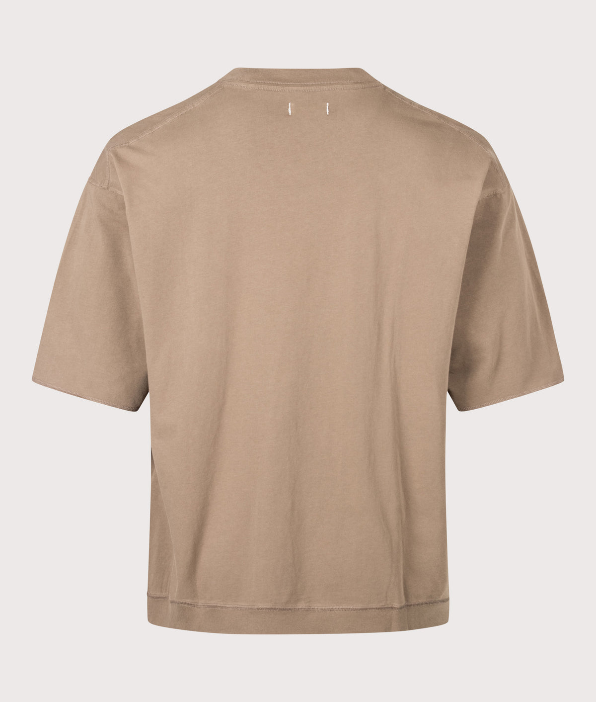 nanamica Oversized Fit OOAL Pocket T-Shirt in Light Brown at EQVVS Menswear. Back shot.