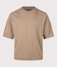 Oversized Fit OOAL Pocket T-Shirt: Light Brown 