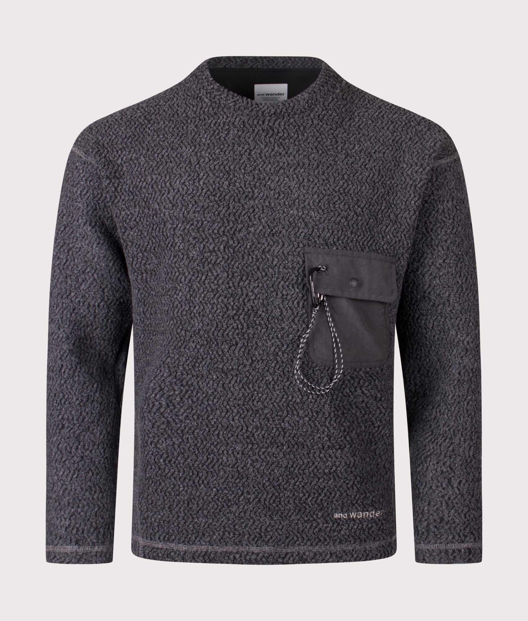 and wander Re Wool JQ Crew Sweatshirt in Charcoal at EQVVS Menswear. Front shot.