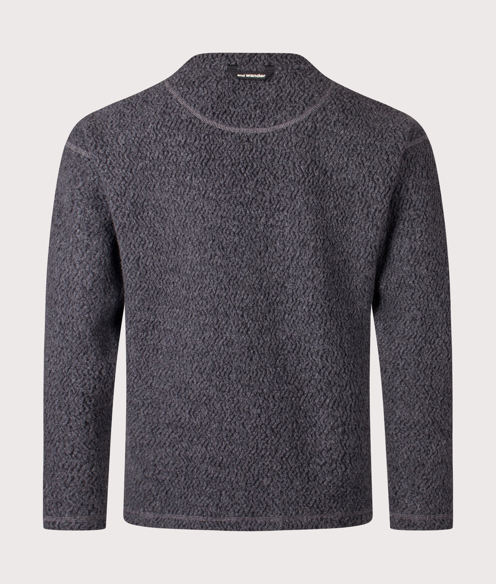 and wander Re Wool JQ Crew Sweatshirt in Charcoal at EQVVS Menswear. Back shot.
