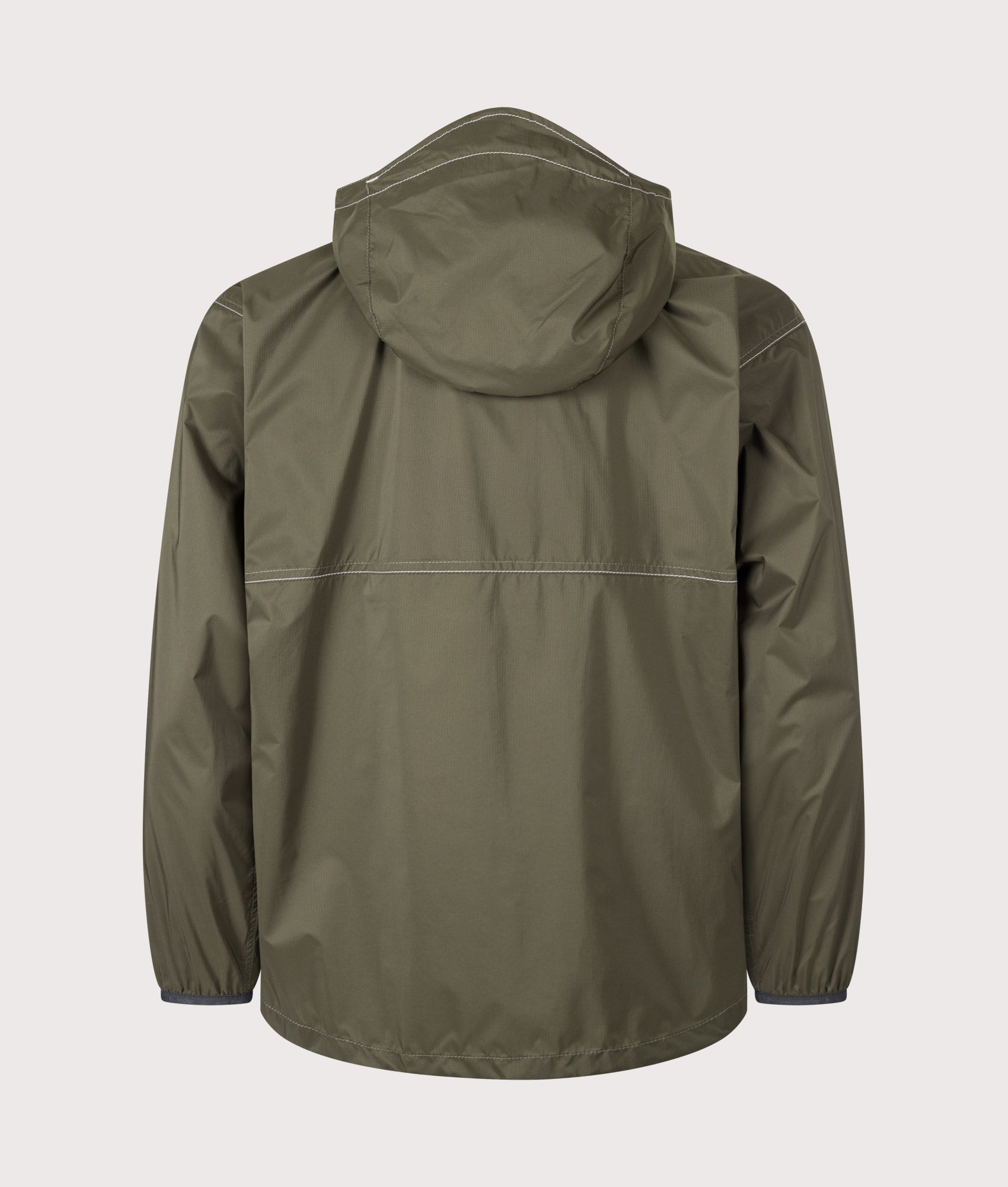 and wander Regular Fit Pertex Wind Jacket in Dark Khaki at EQVVS Menswear. Back shot.