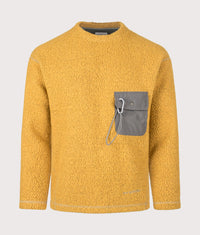 Relaxed fit Re wool JQ Crew Neck Jumper: 060 Yellow 