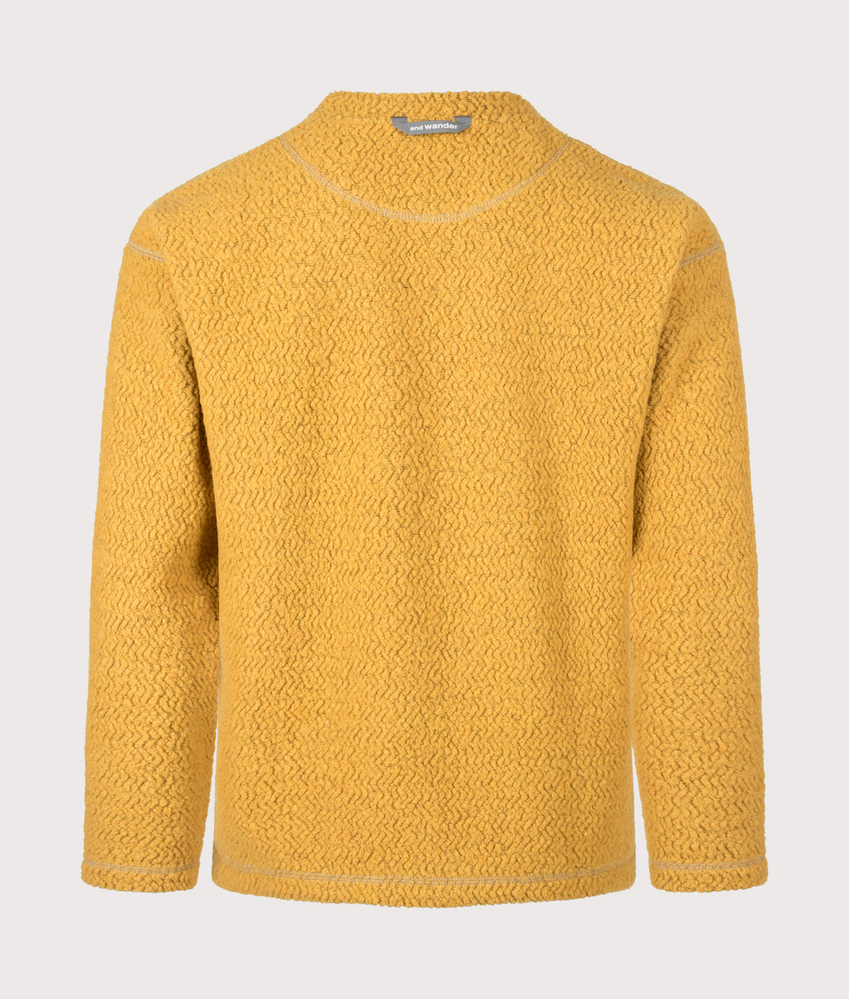 and wander Relaxed fit Re wool JQ Crew Neck Jumper in Yellow at EQVVS Menswear. Back shot.