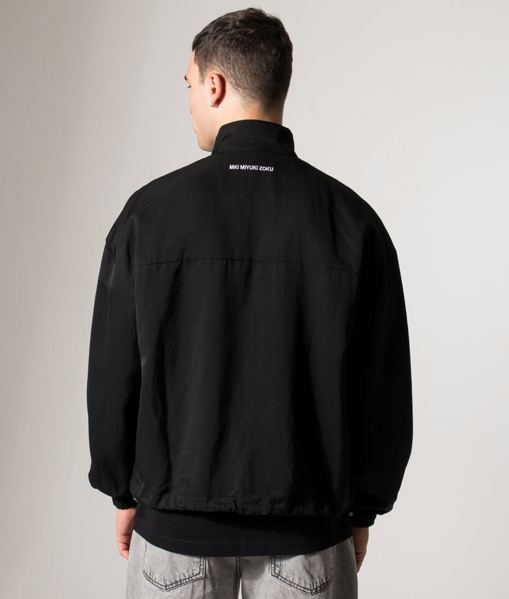 Viscose Linen Track Jacket in Black | MKI MIYUKI ZOKU | EQVVS