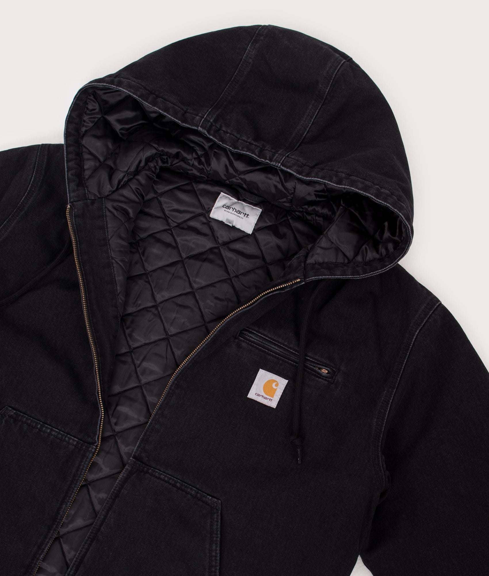 Cleveland Jacket in Black | 100% Cotton | Carhartt WIP | EQVVS | Front detail shot 